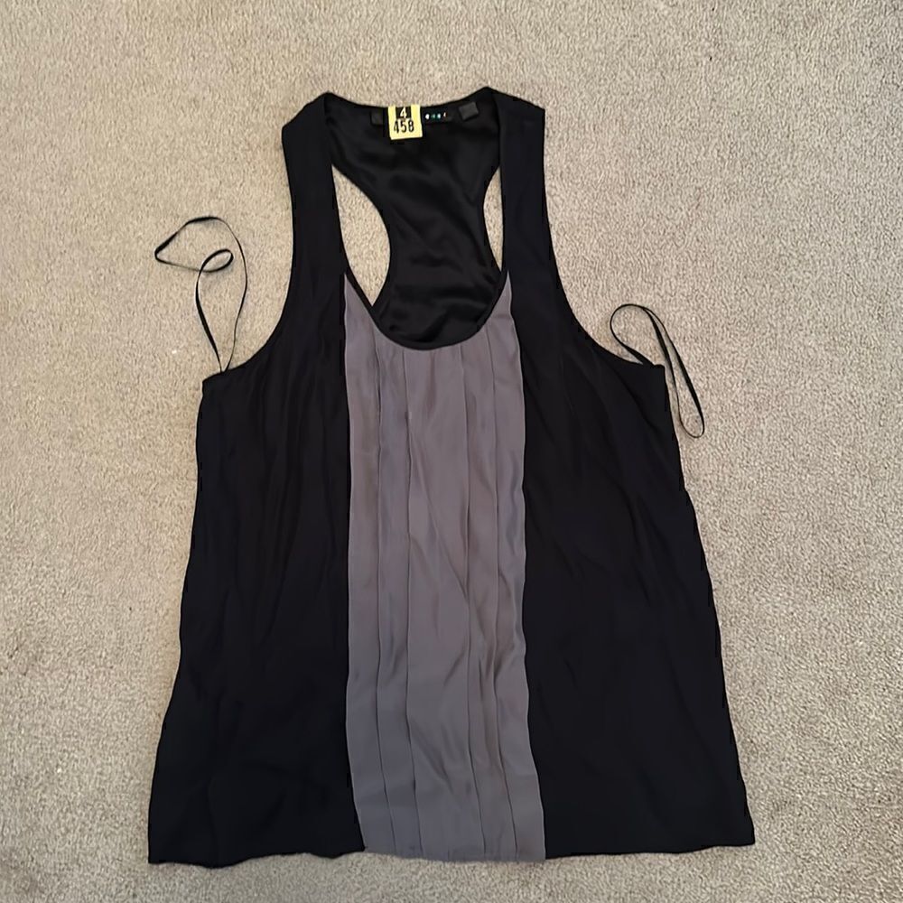 Bellatrix Black and Grey Silk Tank Fits Like Small